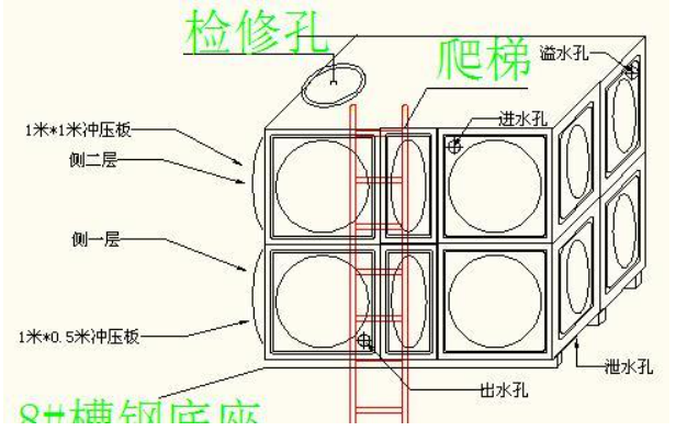 貴州遵義某小學(xué)水箱設(shè)計(jì)布局圖